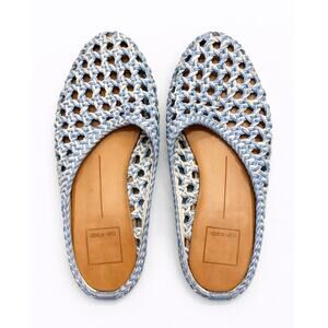 Dolce Vita Blue & White Woven Slip On Flats Size 8 8.5 Open Weave